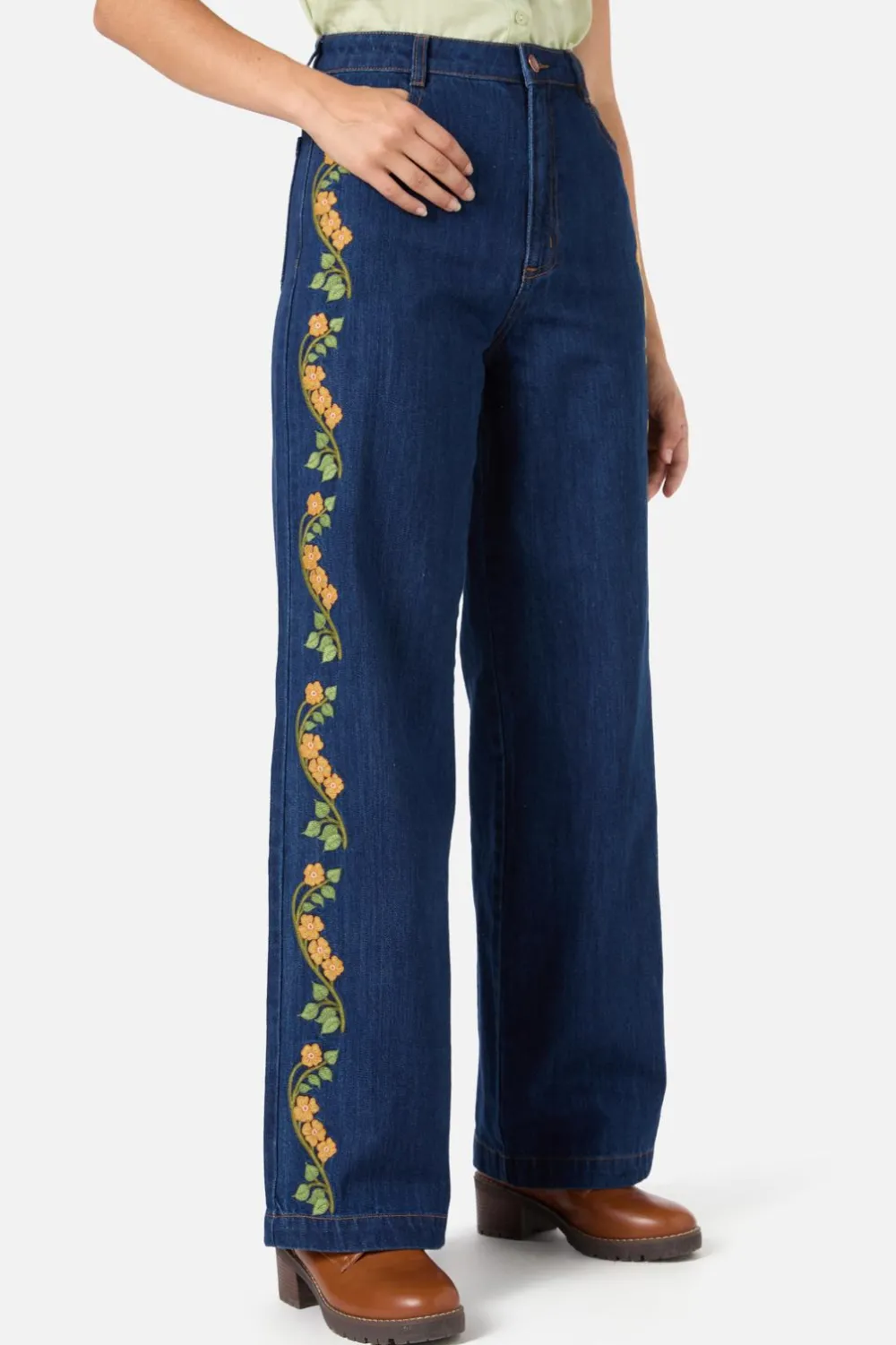 Flower Child Embroidered Jean New
