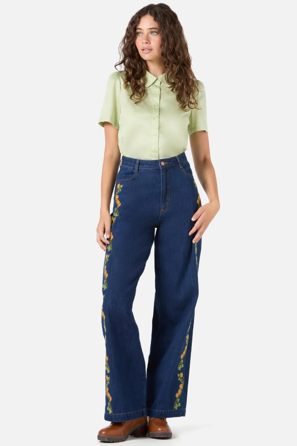 Flower Child Embroidered Jean New