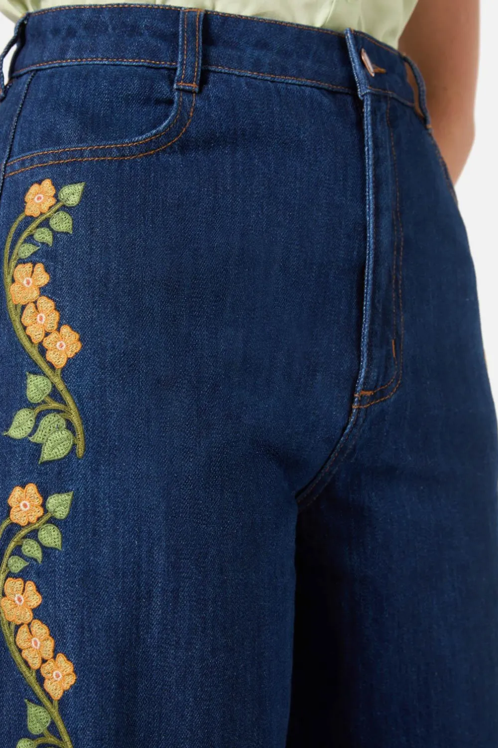 Flower Child Embroidered Jean New