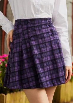Forever in Fashion Pleated Skirt Plum Harvest Plaid Sale