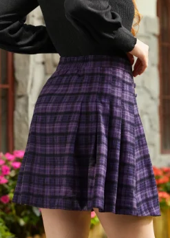 Forever in Fashion Pleated Skirt Plum Harvest Plaid Sale