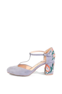 Frenchie T-Strap Embroidered Heels Best