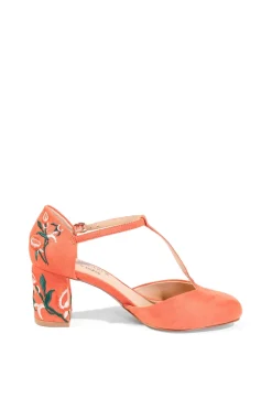 Frenchie T-Strap Embroidered Heels Best