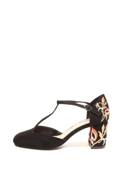 Frenchie T-Strap Embroidered Heels Best