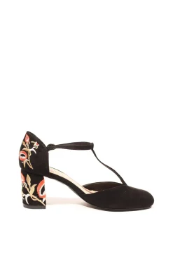 Frenchie T-Strap Embroidered Heels Best