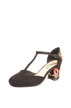 Frenchie T-Strap Embroidered Heels Best