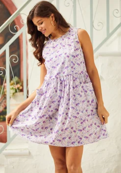 BTC Gathering Wild Flowers Dress Purple Floral New