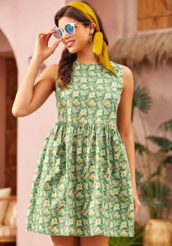 BTC Gathering Wild Flowers Dress Green Floral Sale