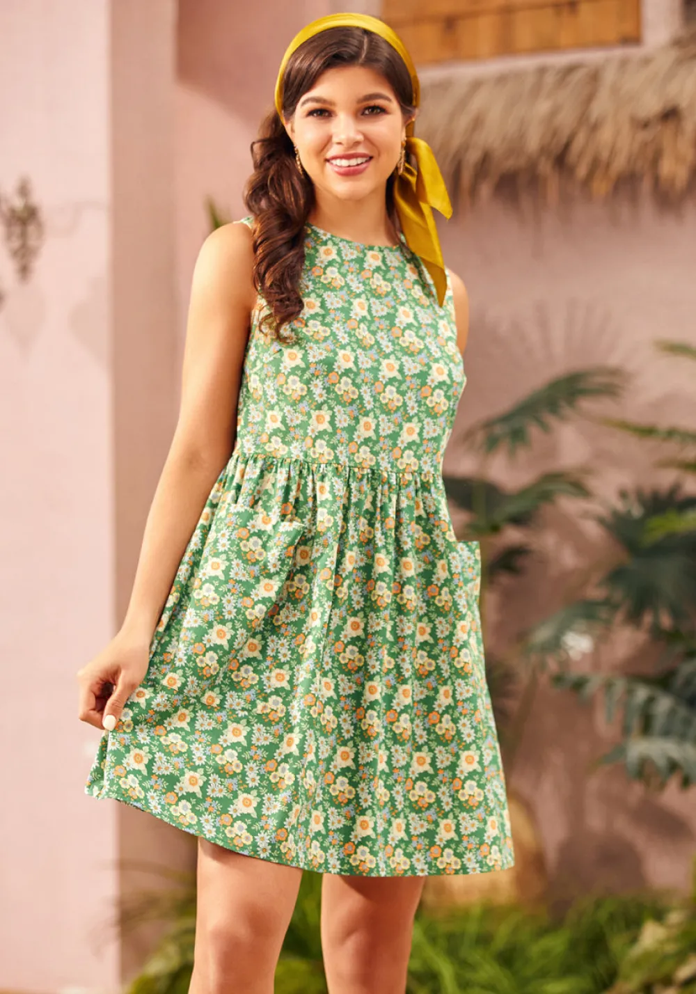 BTC Gathering Wild Flowers Dress Green Floral Sale