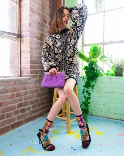 Gem Garden Sheer Crew Sock Hot