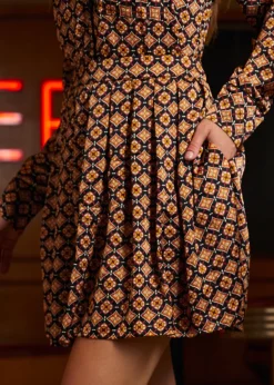 BTC Geo Pleated Mini Skirt Golden Hour Geo Sale