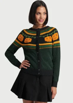 ModCloth Give 'Em Pumpkin To Talk About Fair Isle Cardigan Black Pumpkin Best