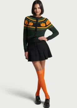ModCloth Give 'Em Pumpkin To Talk About Fair Isle Cardigan Black Pumpkin Best