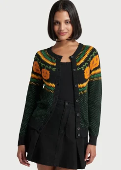 ModCloth Give 'Em Pumpkin To Talk About Fair Isle Cardigan Black Pumpkin Best
