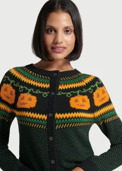 ModCloth Give 'Em Pumpkin To Talk About Fair Isle Cardigan Black Pumpkin Best