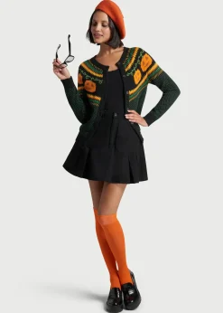 ModCloth Give 'Em Pumpkin To Talk About Fair Isle Cardigan Black Pumpkin Best