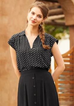 BTC Glad You Collared Blouse Black Discount