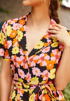 BTC Going Out and About Dress Black Floral New