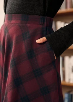 BTC Golden Hour Gal Midi Skirt Berry Black Plaid New