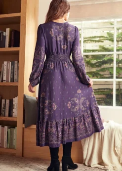 BTC Goldie Hour V-Neck Midi Dress Lavender Swirl Online