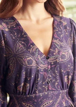 BTC Goldie Hour V-Neck Midi Dress Lavender Swirl Online