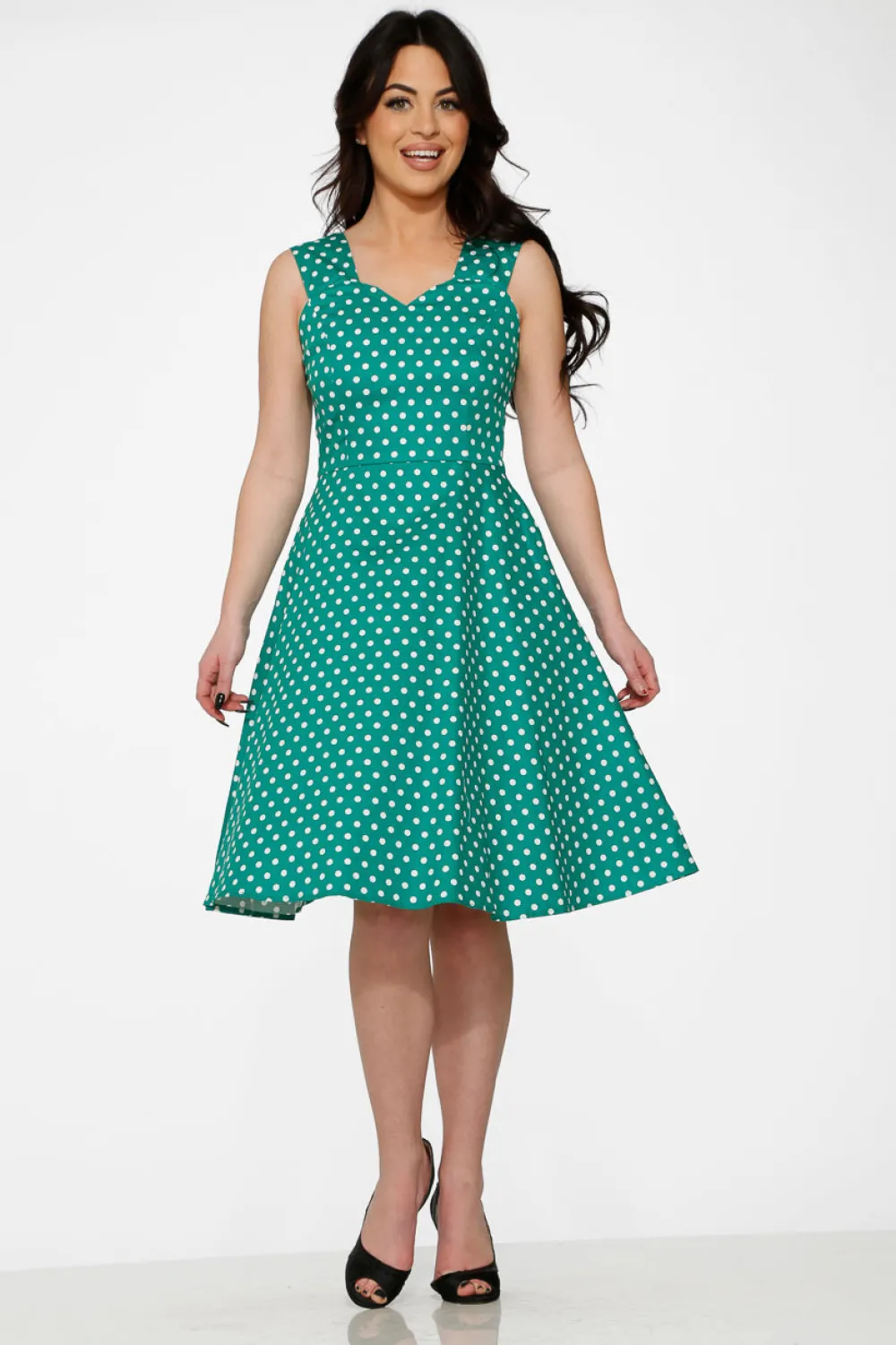 Green & White Polka Dot Dress