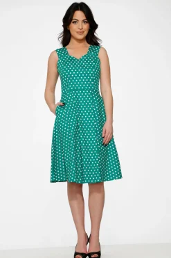 Green & White Polka Dot Dress