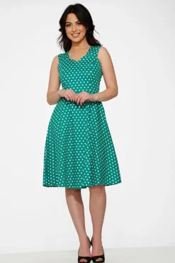 Green & White Polka Dot Dress