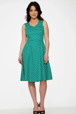 Green & White Polka Dot Dress
