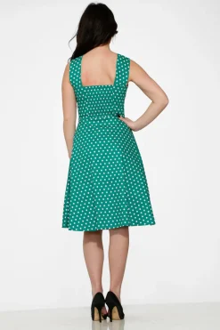 Green & White Polka Dot Dress