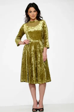 Diamond Velvet Swing Dress Green Best