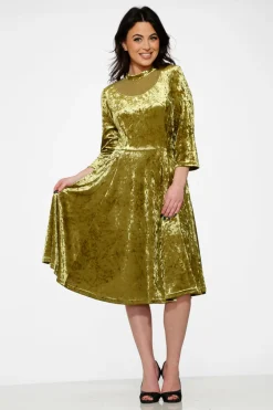 Diamond Velvet Swing Dress Green Best