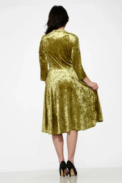 Diamond Velvet Swing Dress Green Best