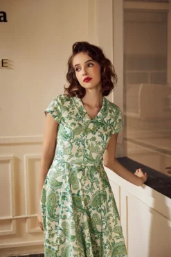 Orchid Bloom Clothing Green Paisley Swing Dress