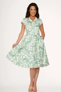 Orchid Bloom Clothing Green Paisley Swing Dress