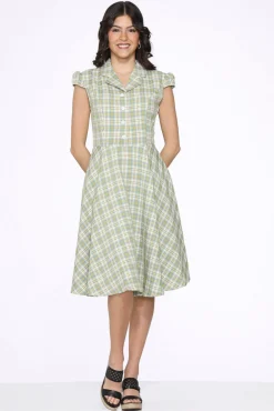 Green Swing Dress Plaid Clearance