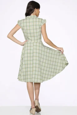 Green Swing Dress Plaid Clearance