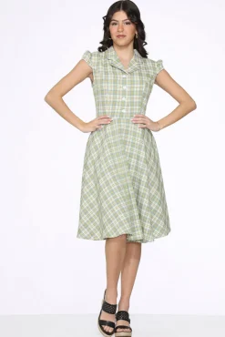 Green Swing Dress Plaid Clearance