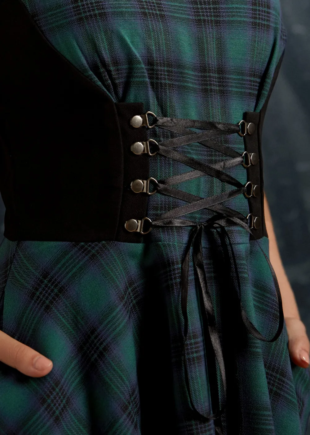 Green Plaid Swing Dress Clearance