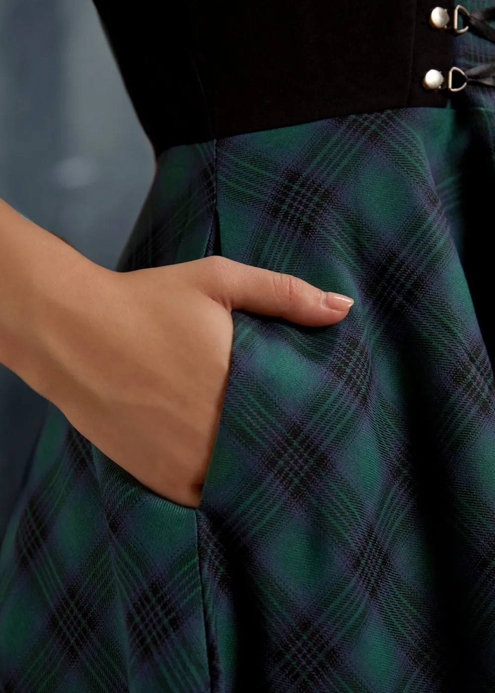 Green Plaid Swing Dress Clearance