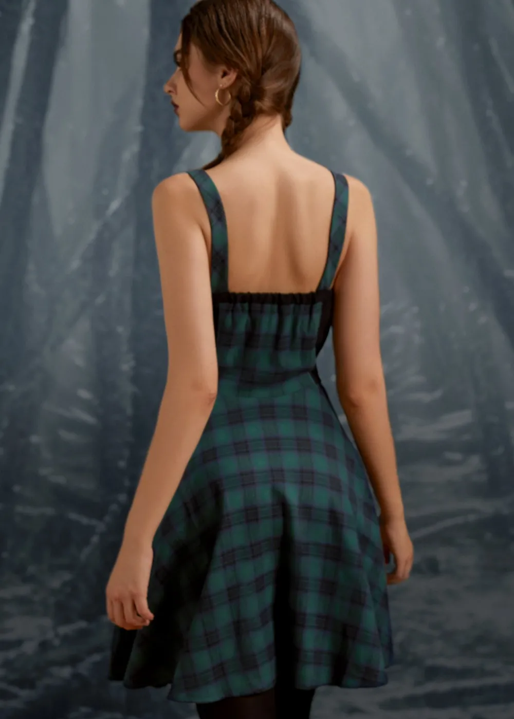Green Plaid Swing Dress Clearance