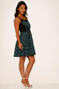 Green Plaid Swing Dress Clearance