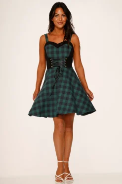 Green Plaid Swing Dress Clearance