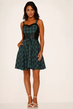 Green Plaid Swing Dress Clearance