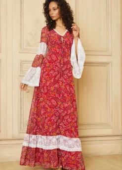 ModCloth x Gunne Sax GUNNE SAX by ModCloth Josephina Bell Sleeve Dress - Limited Edition Boheme Paisley Hot
