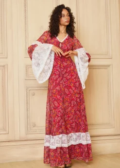 ModCloth x Gunne Sax GUNNE SAX by ModCloth Josephina Bell Sleeve Dress - Limited Edition Boheme Paisley Hot