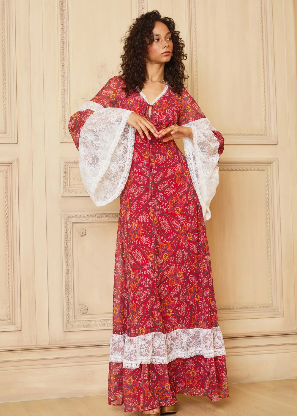 ModCloth x Gunne Sax GUNNE SAX by ModCloth Josephina Bell Sleeve Dress - Limited Edition Boheme Paisley Hot