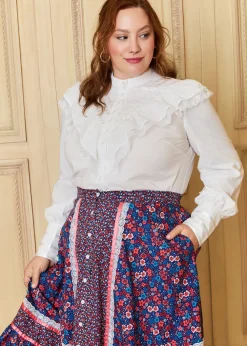ModCloth x Gunne Sax GUNNE SAX by ModCloth Karina Edwardian Ruffle Blouse Cloud Dancer Discount
