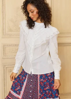 ModCloth x Gunne Sax GUNNE SAX by ModCloth Karina Edwardian Ruffle Blouse Cloud Dancer Discount