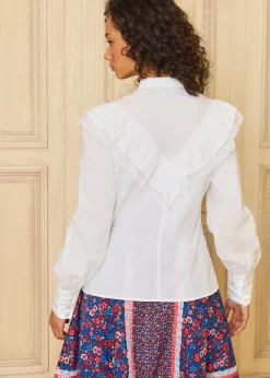 ModCloth x Gunne Sax GUNNE SAX by ModCloth Karina Edwardian Ruffle Blouse Cloud Dancer Discount